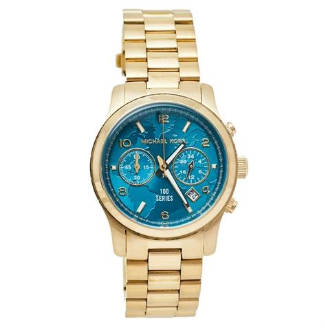 michael kors mk5815 gold tone turquoise blue dial women's watch|Michael Kors Hunger Stop 100 Turquoise Watch MK5815.